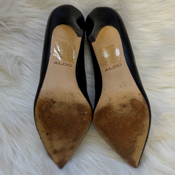 Aldo Craysa Silver Studded Pointed Heels Black - Picture 6 of 7